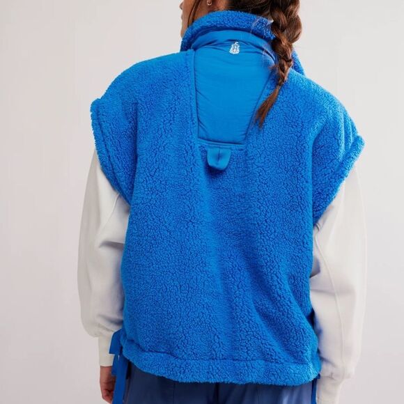 NWT Free People Movement Scout It Out Fleece Vest • Oversized• Side Bows • Blue - Picture 3 of 16